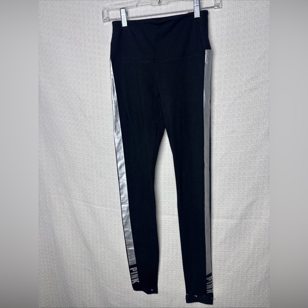 Victoria's Secret Black Leggings with Metallic Stripes